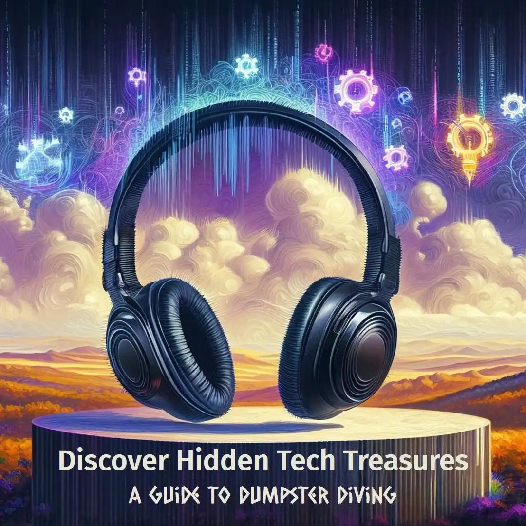Vibrant cover art featuring headphones with a psychedelic digital backdrop and a "Dumpster Diving" guide title.